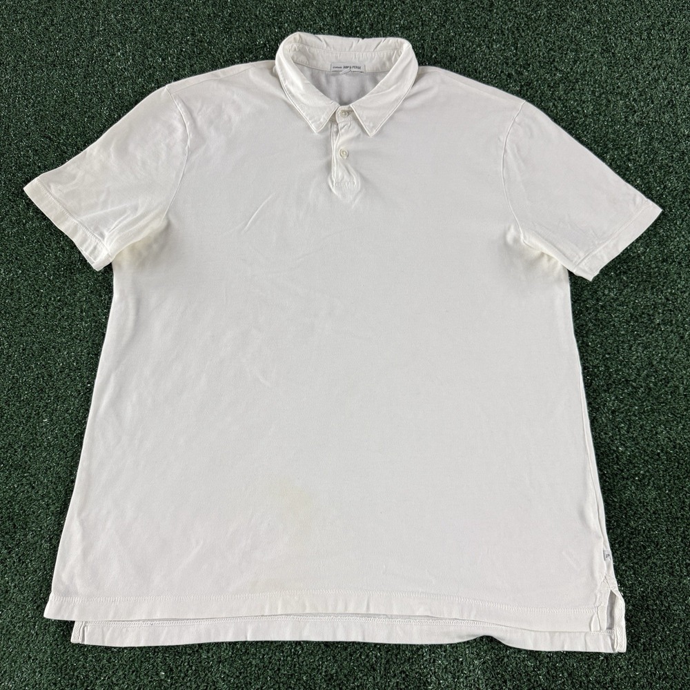 James Perse Men's Short Sleeve Polo Shirt Size 3 Large White Made In USA